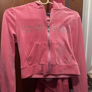 bebe Pink Jacket with Rhinestone Logo